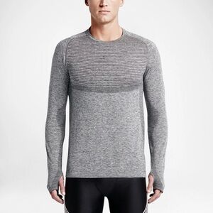 Nike Men's Heather Gray Dri-Fit Long Sleeve Running Tee Size Large